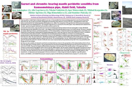 Garnet and chromite- bearing mantle peridotite xenoliths from Komsomolskaya pipe, Alakit field, Yakutia Igor Ashchepkov (1), Alla Logvinova (1), Nikolai.