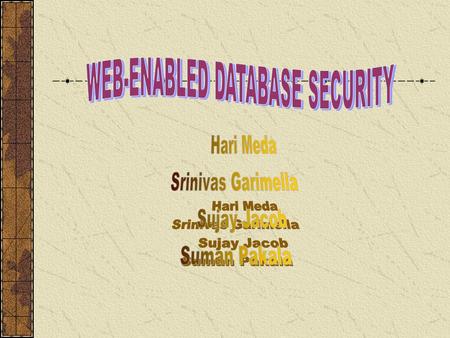 INTRODUCTION What is a Web-Enabled Database? Problem and its Importance Two-tier Architecture Three-tier Architecture Need for a compatible centralized.