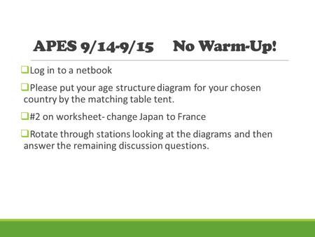 APES 9/14-9/15 No Warm-Up! Log in to a netbook