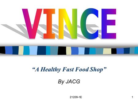 21209-1E1 “A Healthy Fast Food Shop” By JACG. 2 Contents VINCE? Business Overview Organization Structure Products & Services Product Differentiation The.