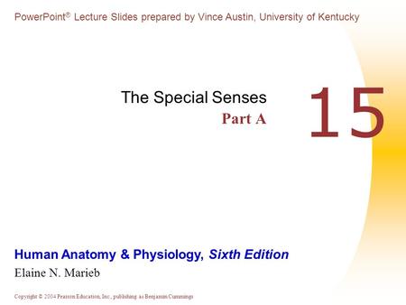 Copyright © 2004 Pearson Education, Inc., publishing as Benjamin Cummings Human Anatomy & Physiology, Sixth Edition Elaine N. Marieb PowerPoint ® Lecture.