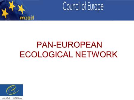 PAN-EUROPEAN ECOLOGICAL NETWORK PAN-EUROPEAN ECOLOGICAL NETWORK.