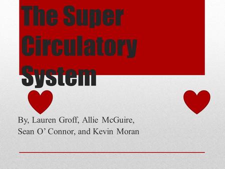 The Super Circulatory System By, Lauren Groff, Allie McGuire, Sean O’ Connor, and Kevin Moran.