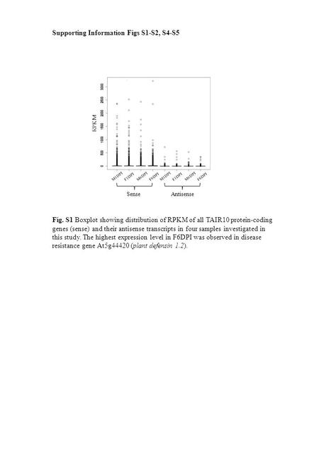 RPKM M1DPIF1DPIM6DPIF6DPIM1DPIF1DPIM6DPIF6DPI SenseAntisense Fig. S1 Boxplot showing distribution of RPKM of all TAIR10 protein-coding genes (sense) and.