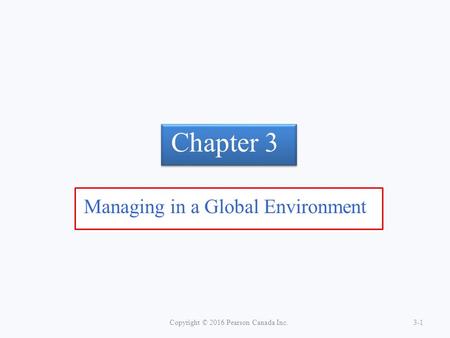 Managing in a Global Environment