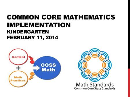 COMMON CORE MATHEMATICS IMPLEMENTATION KINDERGARTEN FEBRUARY 11, 2014.