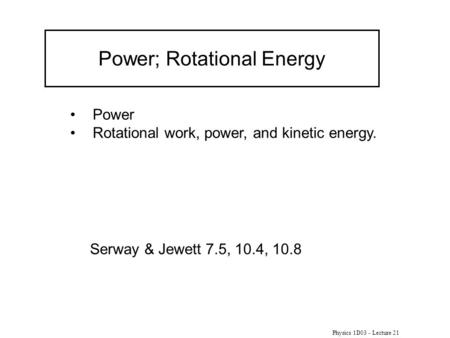 Power; Rotational Energy