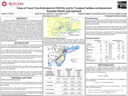 NJTPK Time-of-day Pricing Program Since September 30, 2000, time-of-day pricing has been applied at NJTPK to encourage peak-period commuters to shift to.