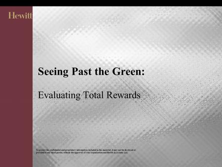 To protect the confidential and proprietary information included in this material, it may not be disclosed or provided to any third parties without the.