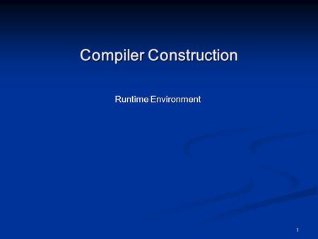 Compiler Construction