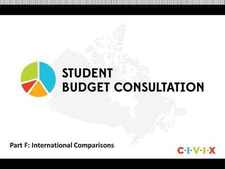 Part F: International Comparisons. International Comparisons CountryDeficit Deficit per person Unemployment Youth Unemployment Canada$16.6 billion (CAD)$467.076.5%13.6%