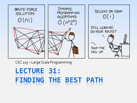 CSC 213 – Large Scale Programming. Today’s Goals  Discuss what is meant by weighted graphs  Where weights placed within Graph  How to use Graph ’s.