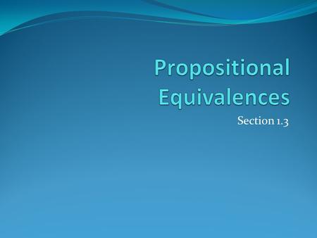 Propositional Equivalences