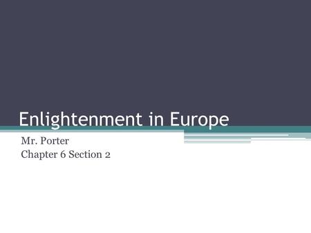 Enlightenment in Europe