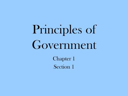 Principles of Government