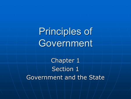 Principles of Government