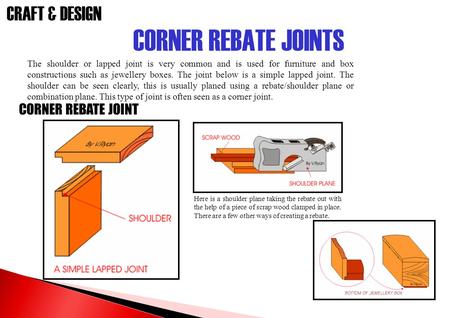 CORNER REBATE JOINTS CORNER REBATE JOINT