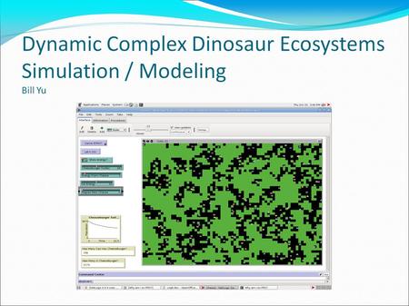 Purpose The purpose of my research project is to create a simulation of a many-species, non-static, many-variable ecosystem According to user preferences,