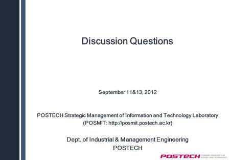 Discussion Questions September 11&13, 2012