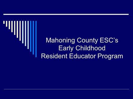 Mahoning County ESC’s Early Childhood Resident Educator Program.