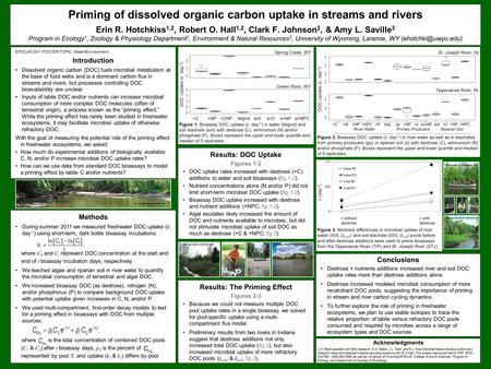 Methods During summer 2011 we measured freshwater DOC uptake ( k ; day -1 ) using short-term, dark bottle bioassay incubations: where C 0 and C t represent.