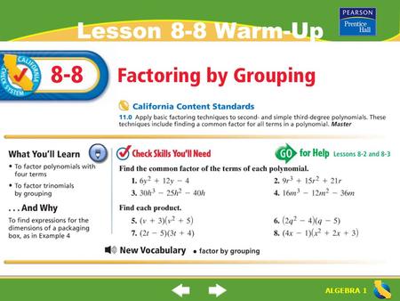 Lesson 8-8 Warm-Up.