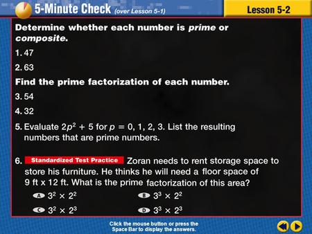 Transparency 2 Click the mouse button or press the Space Bar to display the answers.