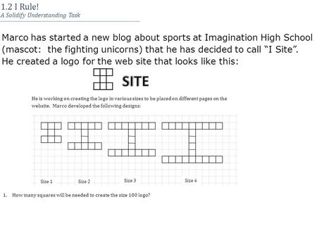 1.2 I Rule! A Solidify Understanding Task