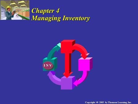 Copyright  2005 by Thomson Learning, Inc. Chapter 4 Managing Inventory I N V.