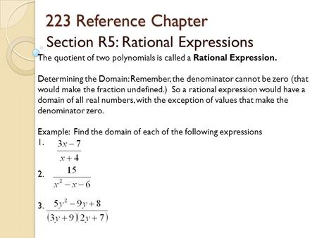 Section R5: Rational Expressions