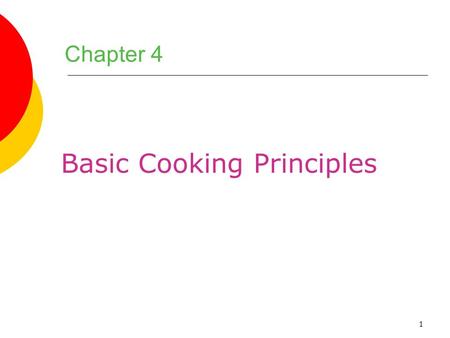 Basic Cooking Principles