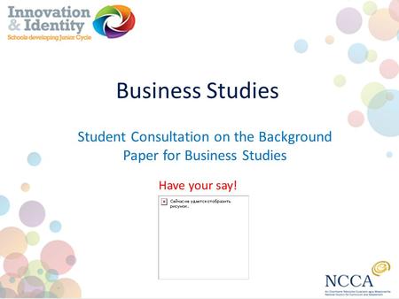 Business Studies Have your say! Student Consultation on the Background Paper for Business Studies.