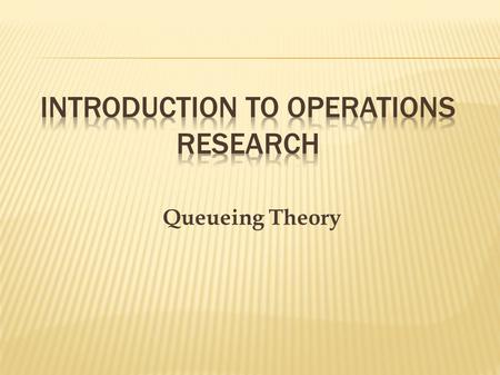 Introduction to Operations Research