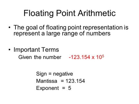 Floating Point Arithmetic