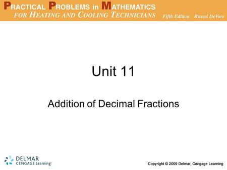 Addition of Decimal Fractions