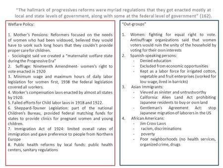 “The hallmark of progressives reforms were myriad regulations that they got enacted mostly at local and state levels of government, along with some at.