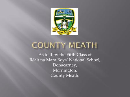 As told by the Fifth Class of Réalt na Mara Boys’ National School, Donacarney, Mornington, County Meath.