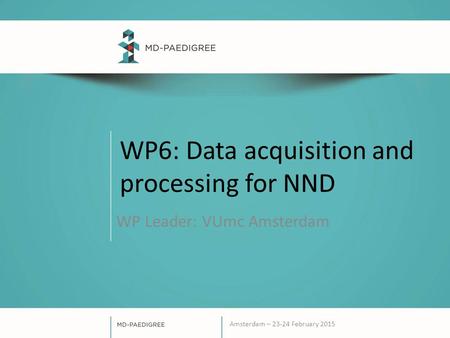 WP6: Data acquisition and processing for NND WP Leader: VUmc Amsterdam Amsterdam – 23-24 February 2015.