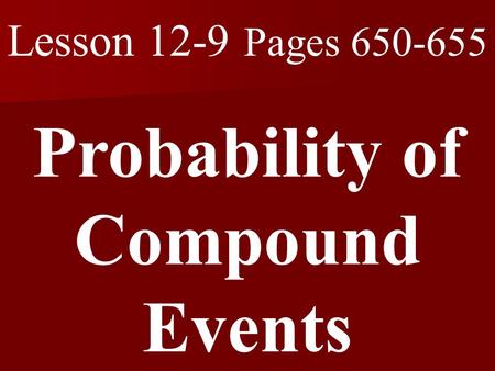 Probability of Compound Events