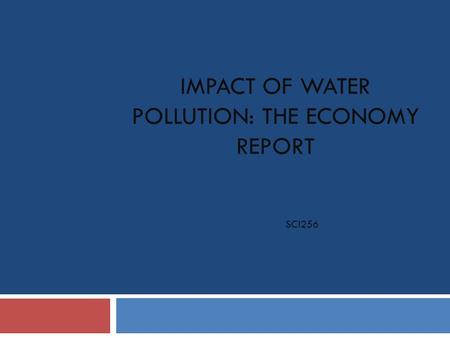 IMPACT OF WATER POLLUTION: THE ECONOMY REPORT SCI256.