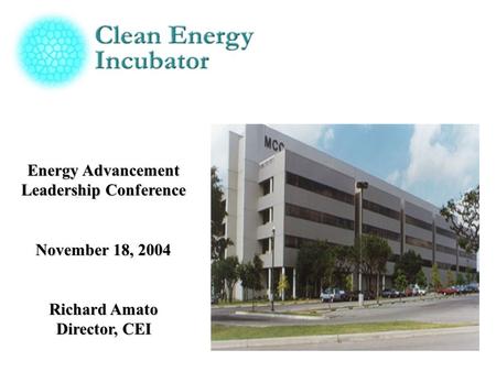 Energy Advancement Leadership Conference November 18, 2004 Richard Amato Director, CEI.