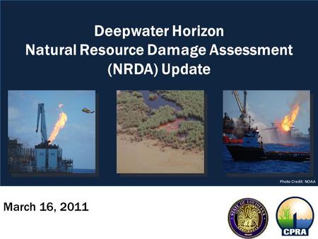 March 16, 2011 Deepwater Horizon Natural Resource Damage Assessment (NRDA) Update Photo Credit: NOAA.