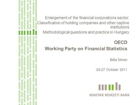 Enlargement of the financial corporations sector: Classification of holding companies and other captive institutions Methodological questions and practice.