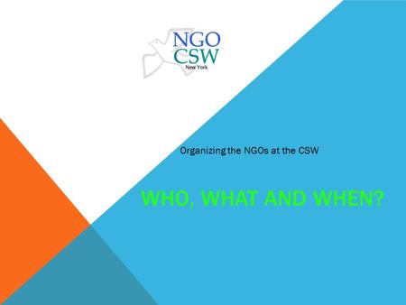 WHO, WHAT AND WHEN? Organizing the NGOs at the CSW.