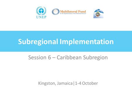 Subregional Implementation Session 6 – Caribbean Subregion Kingston, Jamaica|1-4 October.