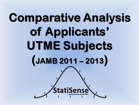 Comparative Analysis of Applicants’ UTME Subjects ( JAMB 2011 – 2013 )