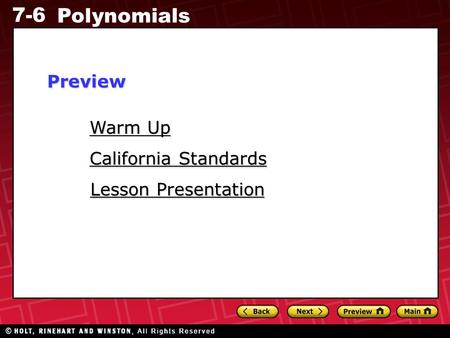 Preview Warm Up California Standards Lesson Presentation.