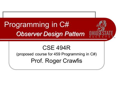 Programming in C# Observer Design Pattern