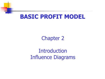 Chapter 2 Introduction Influence Diagrams BASIC PROFIT MODEL.