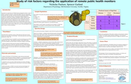 Question Design Survey questions are primarily designed to assess the following three risk factors: Risk of Civil Liberties - is defined as the individuals.